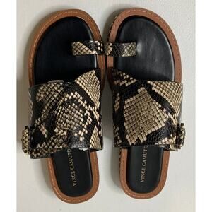 Vince Camuto Cooliann Vanilla Viper Snakeskin Studded Slide Sandals Size 8M